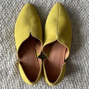 FRYE chartreuse suede slip ons|| never been worn!|| size 7!
